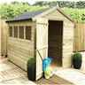 10 x 5 Premier Apex Garden Shed - 12mm Tongue and Groove Walls - Pressure Treated - Single Door - 4 Windows + Safety Toughened Glass - 12mm Tongue and Groove Walls, Floor and Roof   