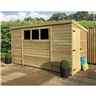 10 x 5 Pent Garden Shed - 12mm Tongue and Groove Walls - Pressure Treated - Single Side Door - 3 Windows + Safety Toughened Glass