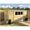 10 x 7 Reverse Pent Garden Shed - 12mm Tongue and Groove Walls - Pressure Treated - Single Door - 3 Windows + Safety Toughened Glass