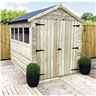 7 x 6 Premier Apex Garden Shed - 12mm Tongue and Groove Walls - Pressure Treated - 3 Windows - Double Doors + Safety Toughened Glass - 12mm Tongue and Groove Walls, Floor and Roof