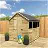 12 x 4  Super Saver Apex Shed - 12mm Tongue and Groove Walls - Pressure Treated - Low Eaves - Single Door - 4 Windows + Safety Toughened Glass