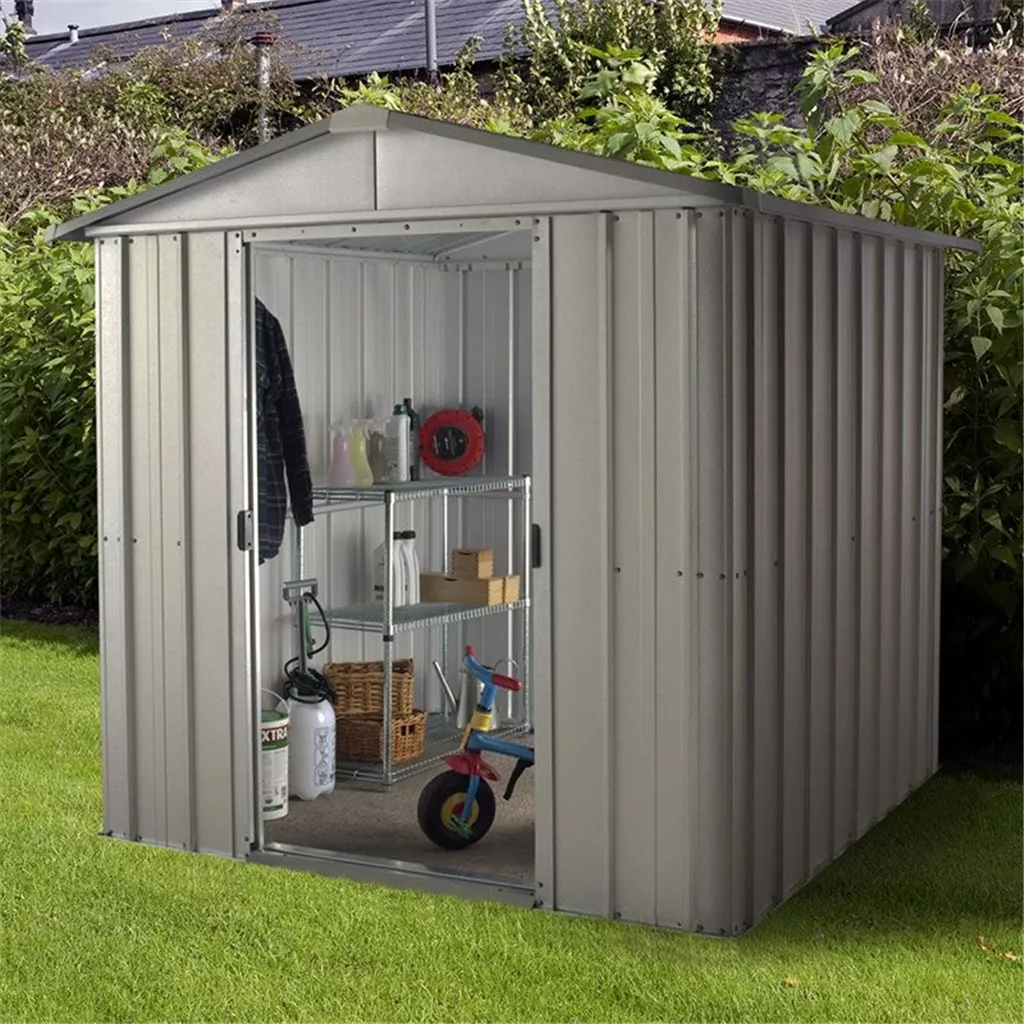 6ft 1" x 7ft 5" Apex Metal Shed With Free Anchor Kit (2.02m x 2.37m)
