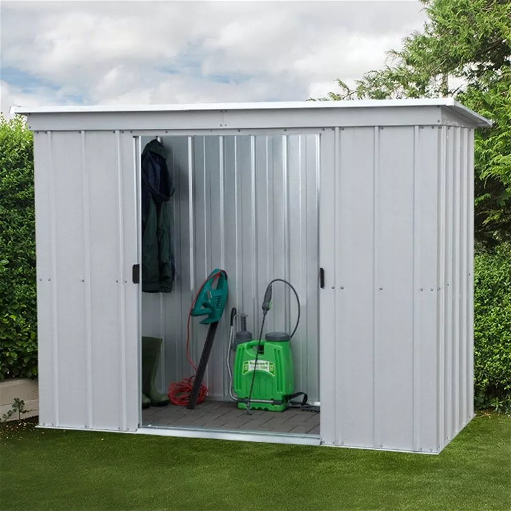 9ft 2" x 3ft 5" Pent Metal Shed + Free Anchor Kit (2.84m x 1.04m)