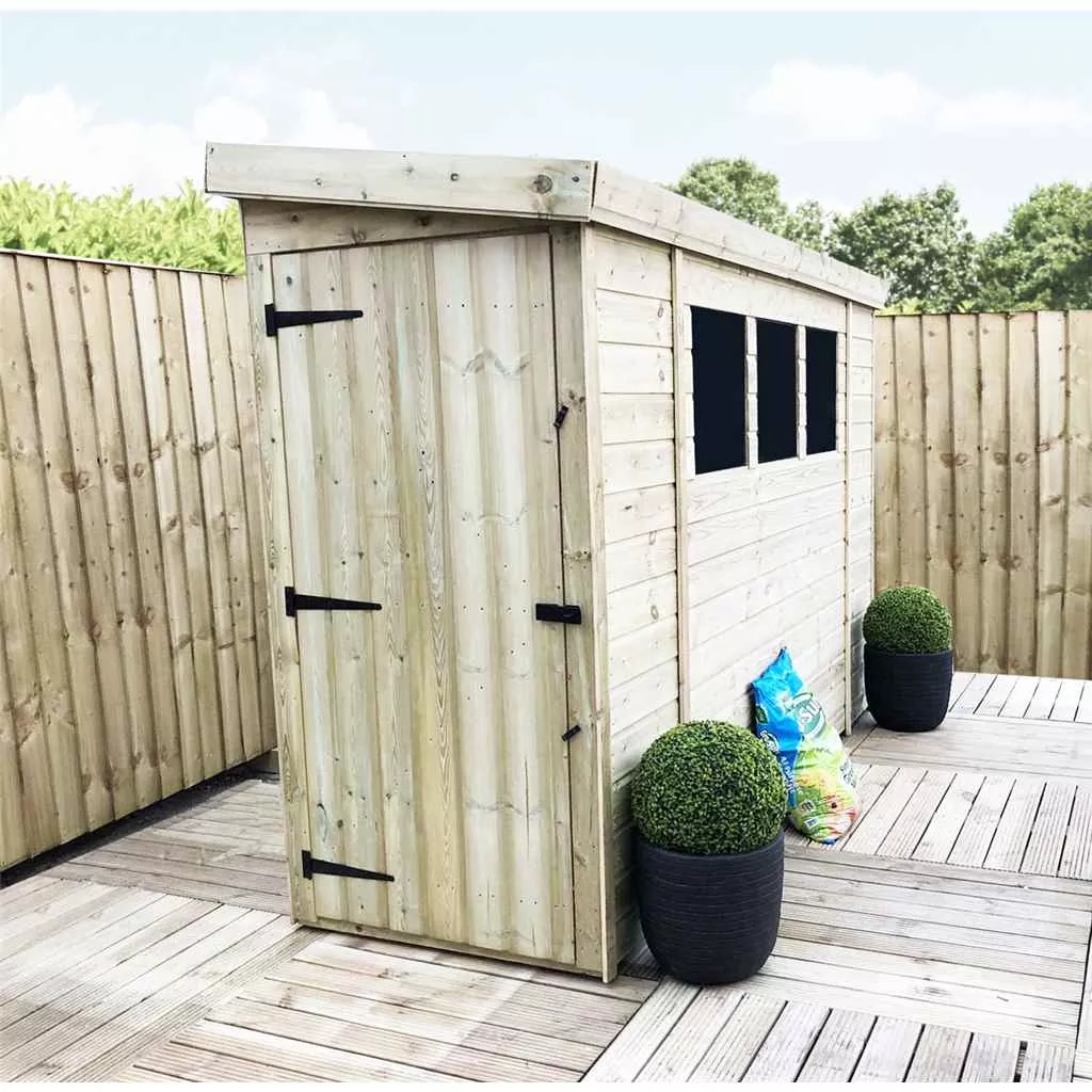 7 x 3 Reverse Pressure Treated T&G Pent Shed With 3 Windows + Side Door product image