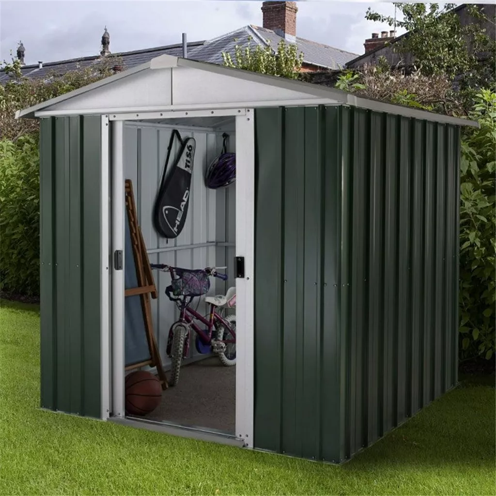 6ft 1" x 6ft 10" Apex Metal Shed With Free Anchor Kit (1.86m x 2.07m)