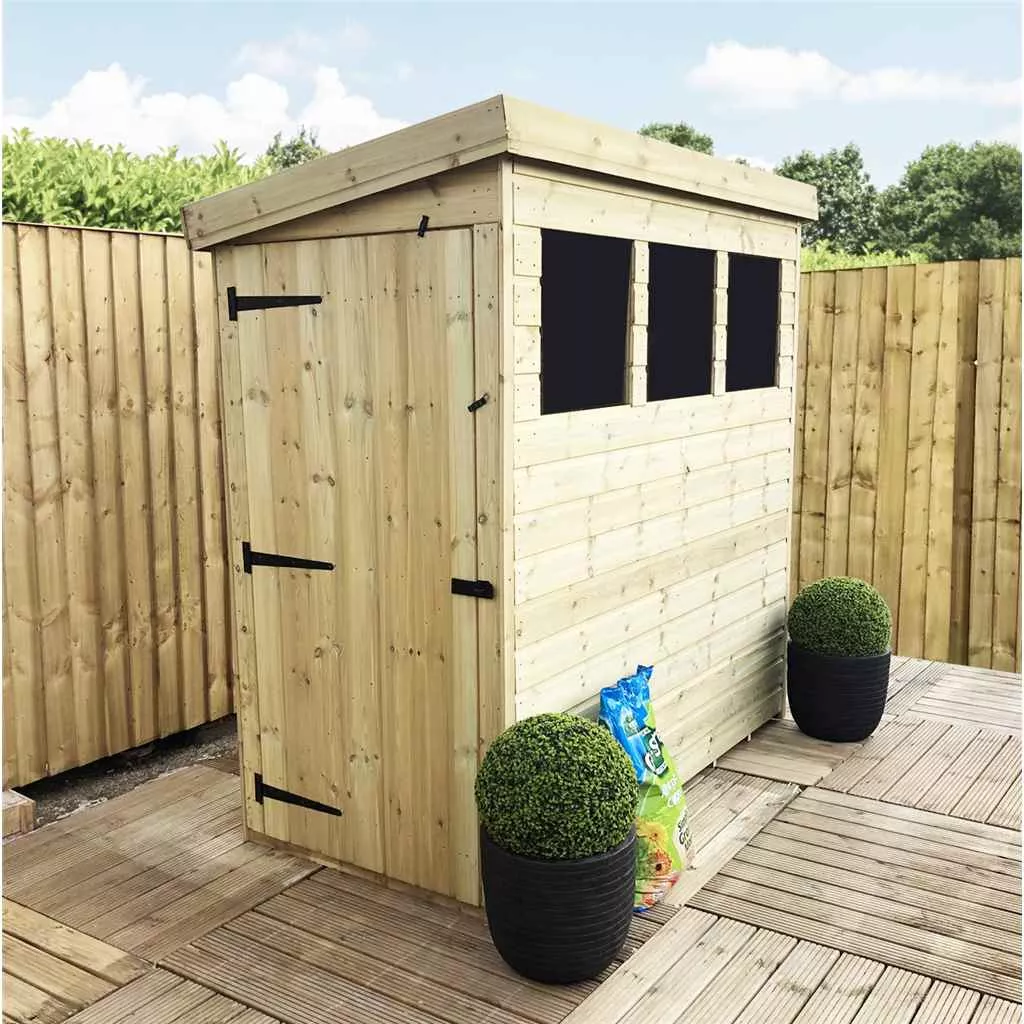 8 x 3 Pressure Treated T&G Pent Shed With 3 Windows And Side Door product image