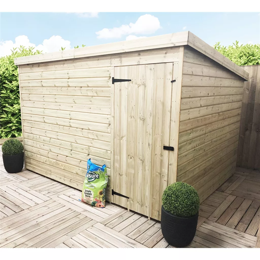 9 x 7 Windowless Pressure Treated T&G Pent Shed With Single Door