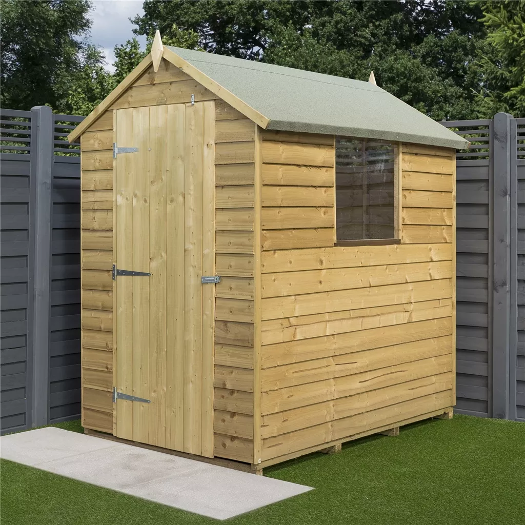6 x 4 Pressure Treated Overlap Shed, Single Door and 1 Window