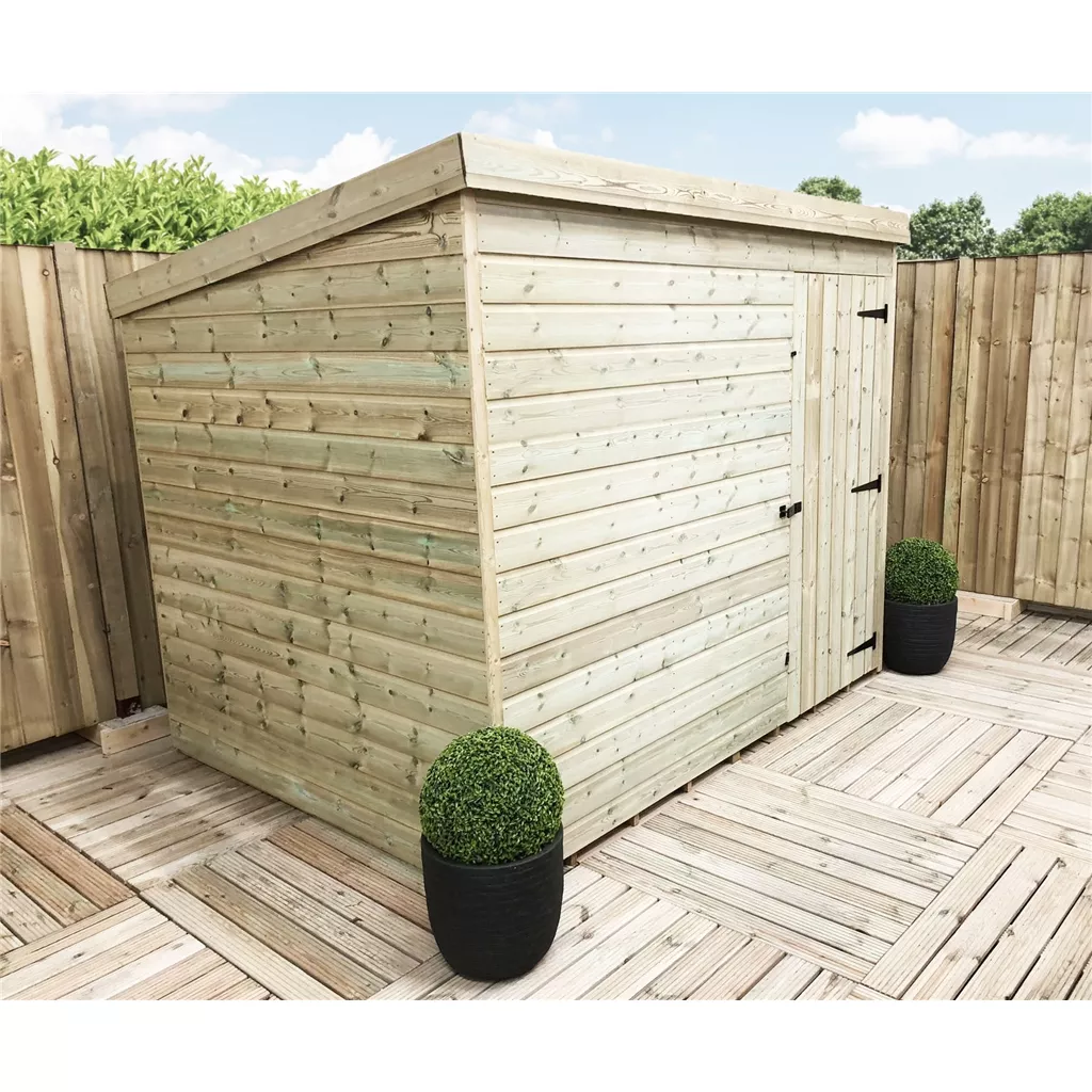 8 x 4 Windowless Pressure Treated T&G Pent Shed With Single Door