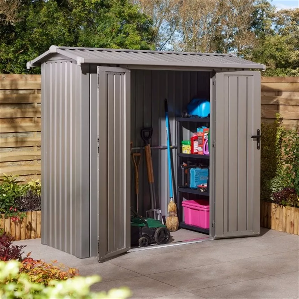 8 x 4 Deluxe Ashford Metal Apex Shed – Double Door and Assembly