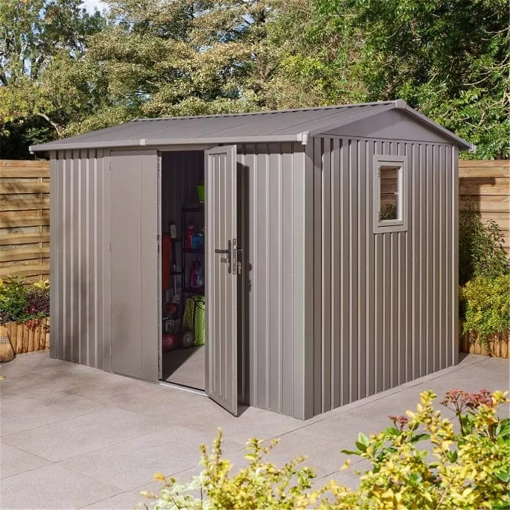 10 x 8 Deluxe Ashford Metal Apex Shed – Double Door, Assembly & Foundation Kit
