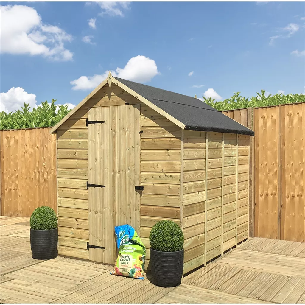 3 x 4 Windowless Pressure Treated T&G Single Door Apex Shed (low Eaves)