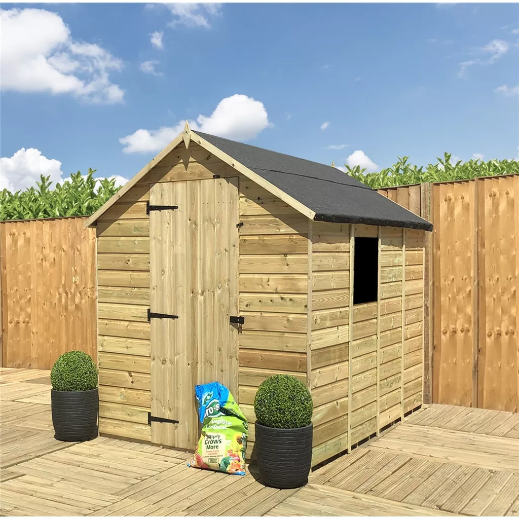 5 x 4 Pressure Treated T&G Single Door Apex Shed (low Eaves) + 1 Window