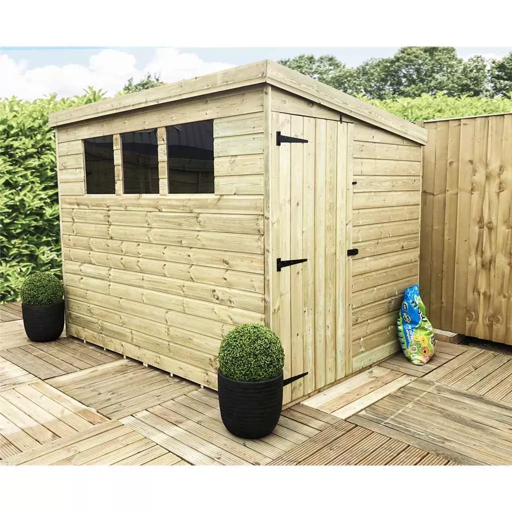 8 x 4 Pressure Treated T&G Pent Shed With 3 Windows And Single Side Door product image