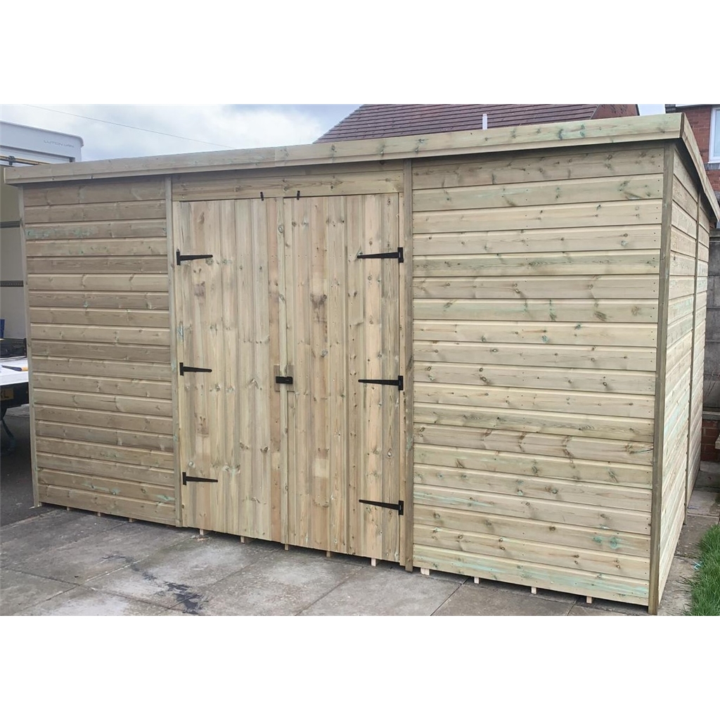 14 x 6 Windowless Pressure Treated T&G Pent Shed With Double Doors (centre) product image