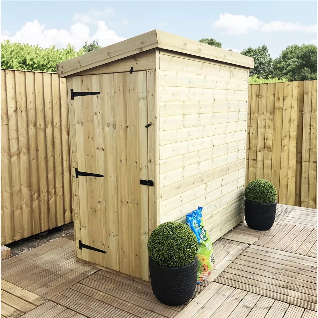 3 x 7 Windowless Pressure Treated T&G Pent Shed (door Panel Sloping Left To Right)