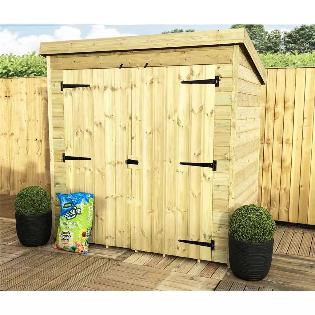 6 x 4 Windowless Pressure Treated T&G Pent Shed With Double Doors product image