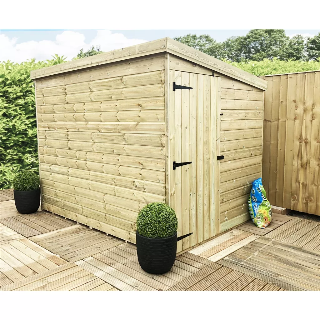 7 x 5 Windowless Pressure Treated T&G Pent Shed With Side Door