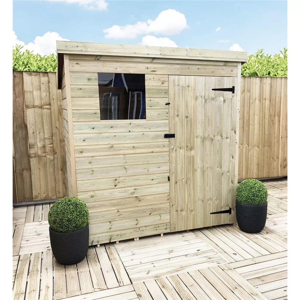 6 x 4 Pressure Treated T&G Pent Shed With 1 Windows, Single Door (show Site)