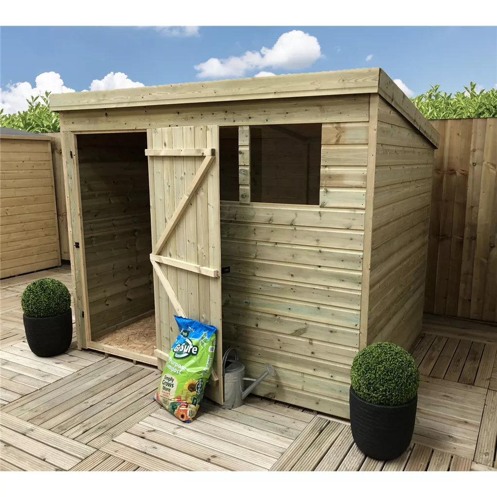 7 x 5 Pressure Treated T&G Pent Shed With 2 Windows, Single Door product image