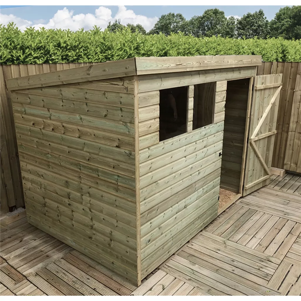 7 x 6 Pressure Treated T&G Pent Shed With 2 Windows, Single Door product image