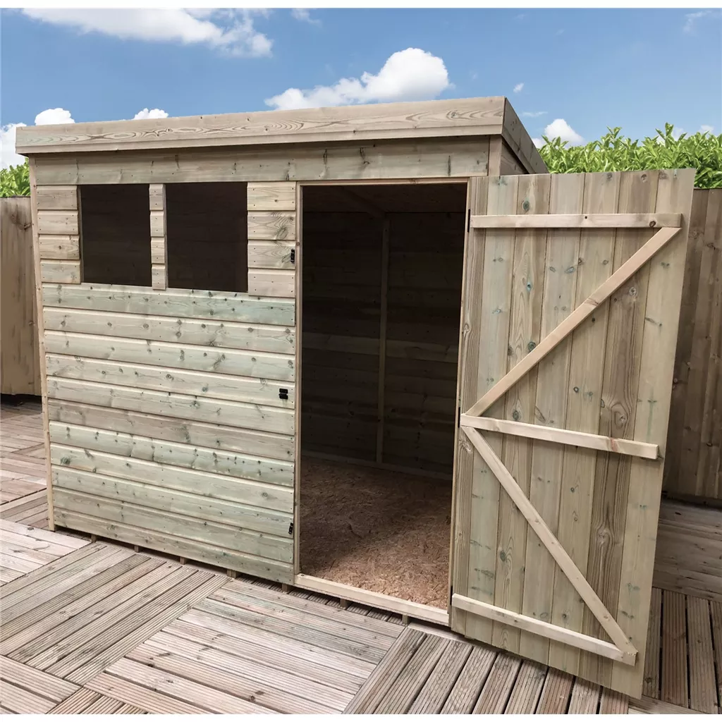 7 x 6 Pressure Treated T&G Pent Shed With 2 Windows, Single Door product image