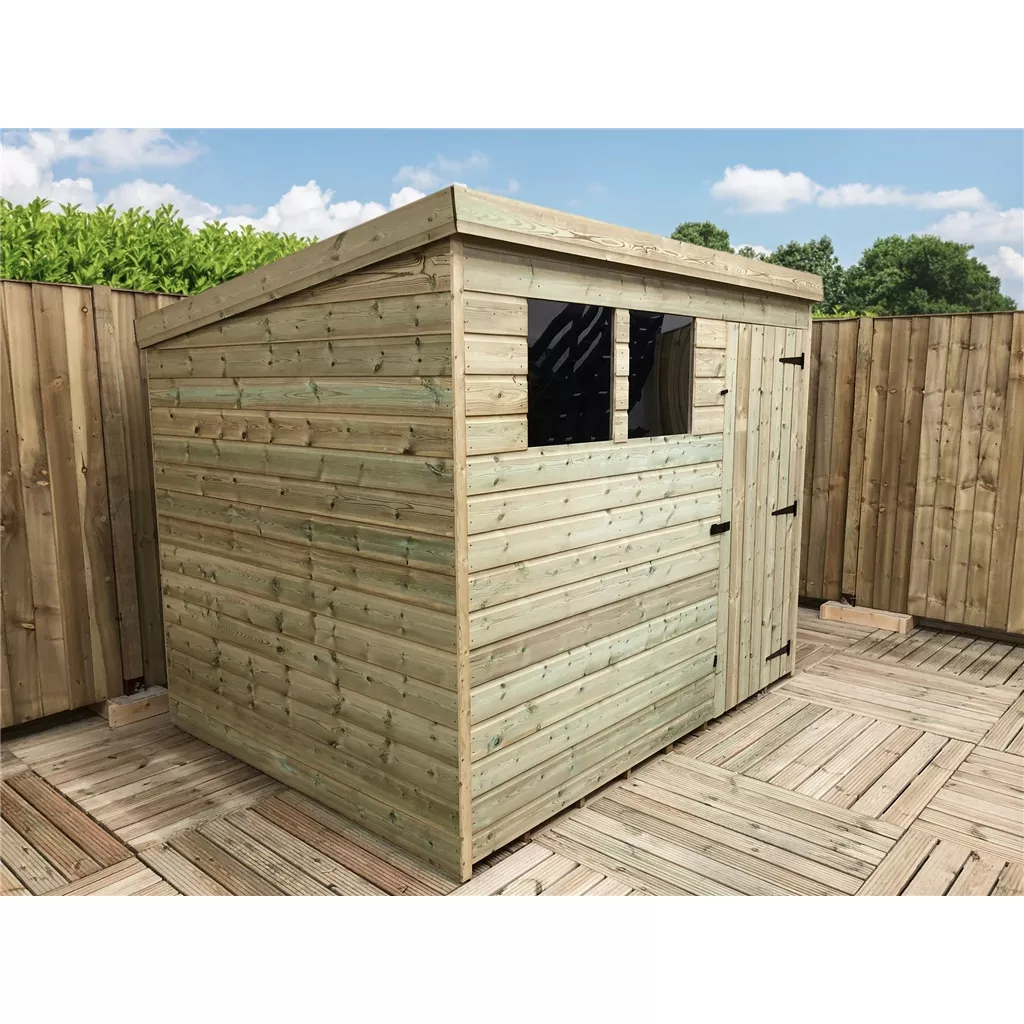 8 x 6 Pressure Treated T&G Pent Shed With 2 Windows, Single Door product image