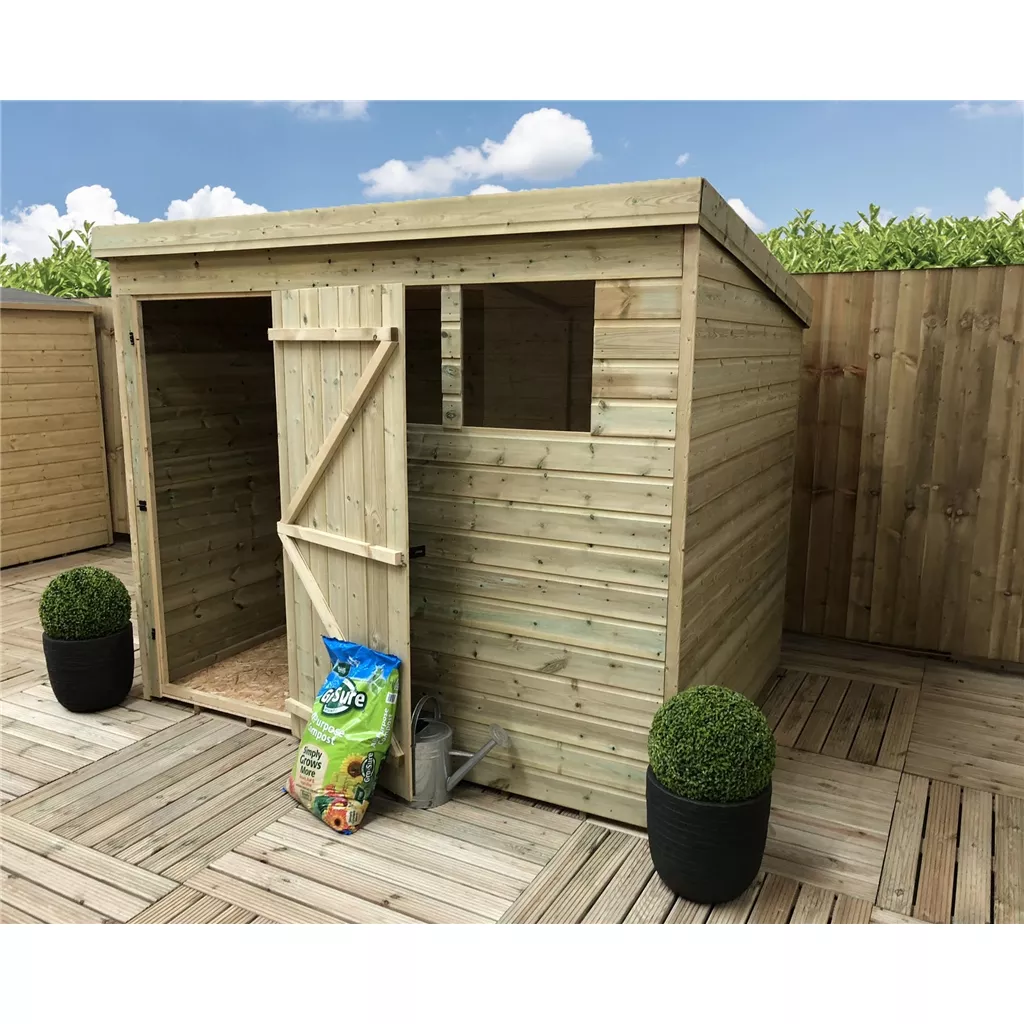 8 x 6 Pressure Treated T&G Pent Shed With 2 Windows, Single Door product image