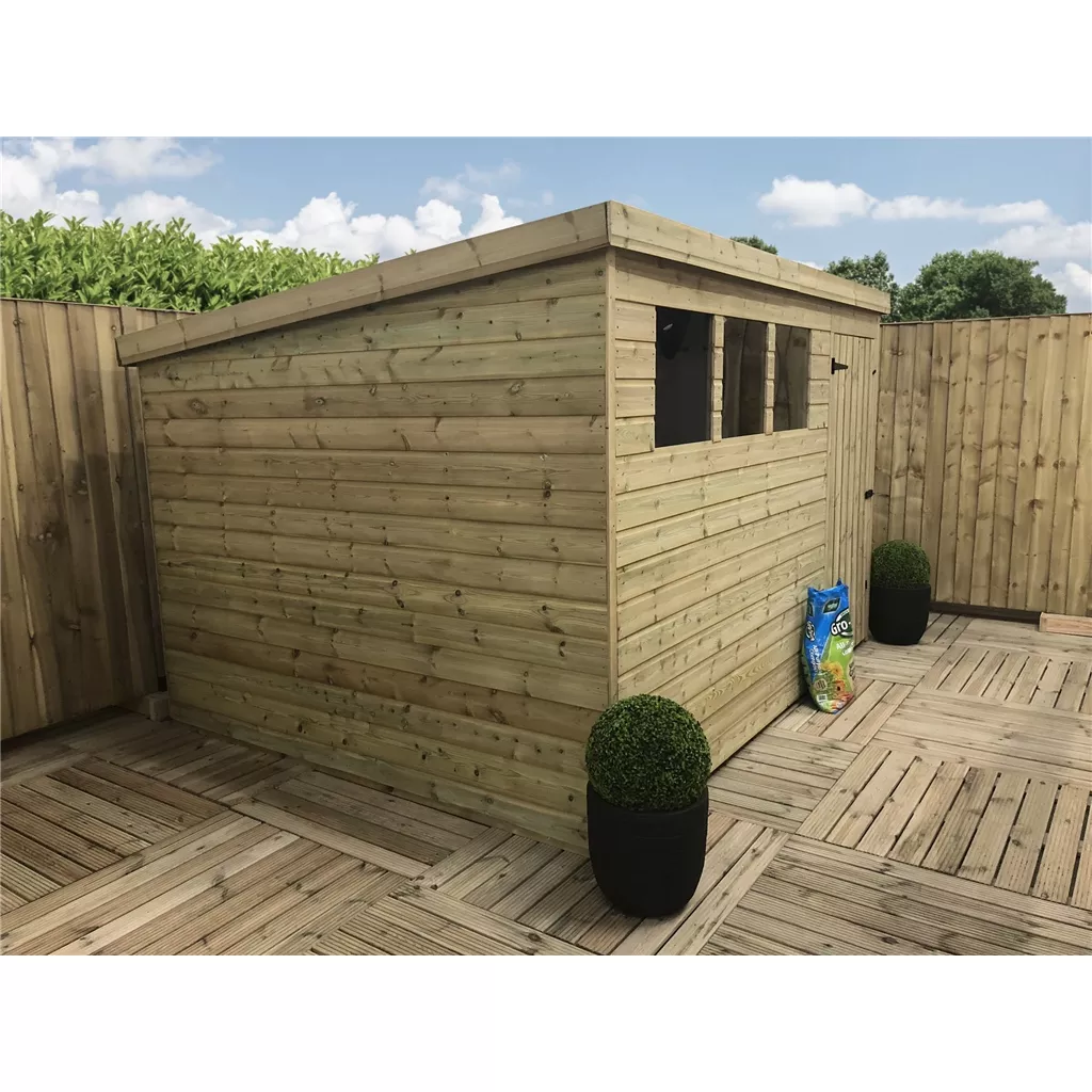 10 x 5 Pressure Treated T&G Pent Shed With 3 Windows, Single Door product image