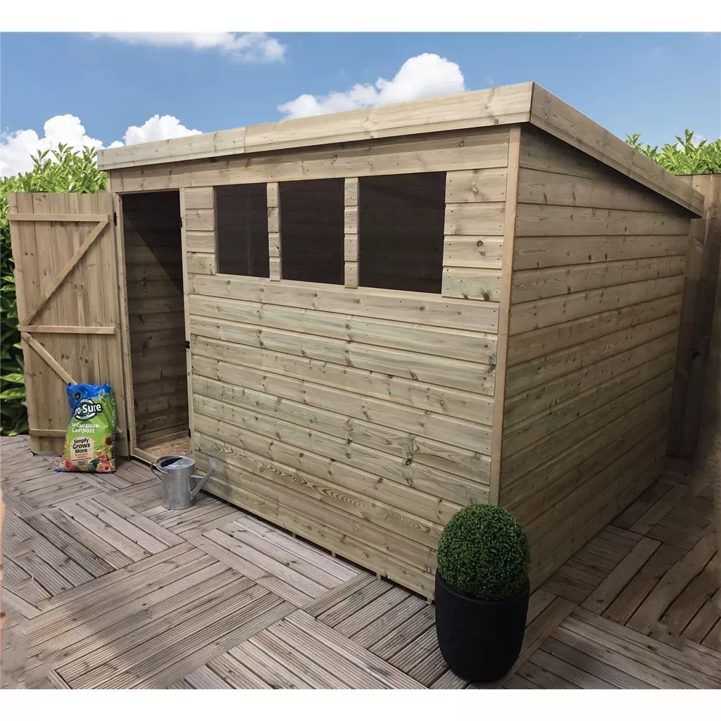 10 x 5 Pressure Treated T&G Pent Shed With 3 Windows, Single Door product image