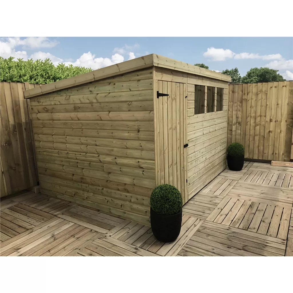 10 x 5 Pressure Treated T&G Pent Shed With 3 Windows, Single Door product image