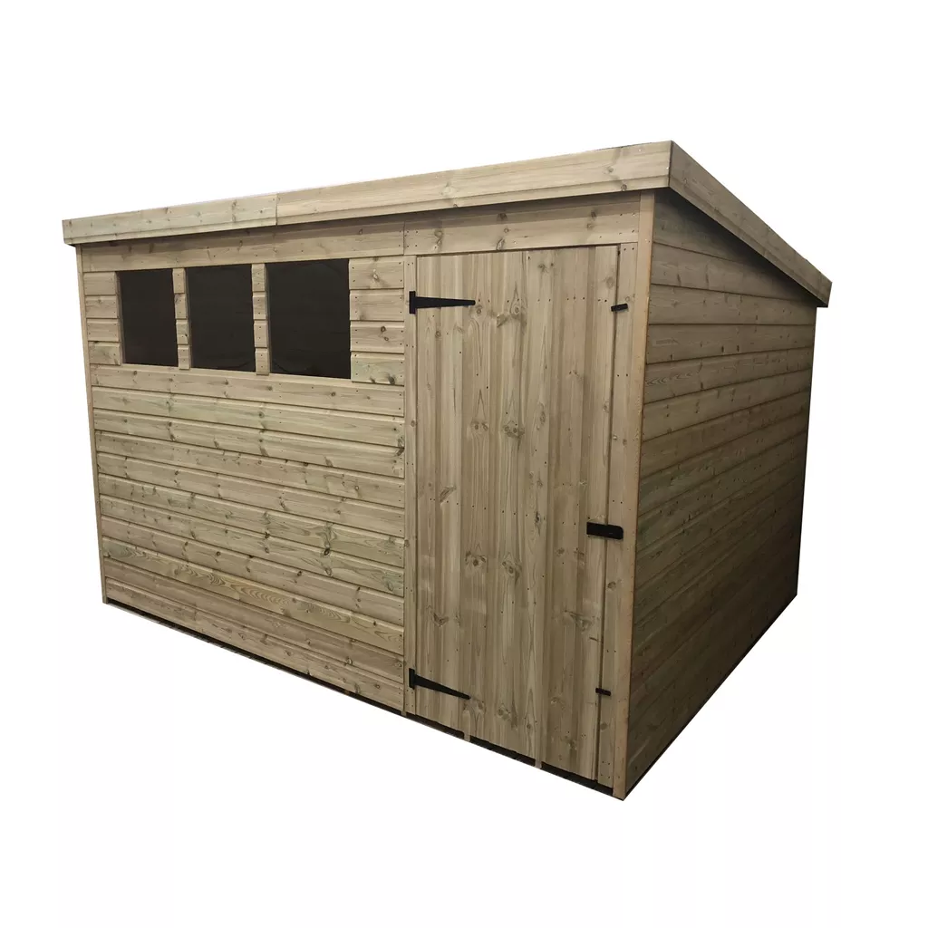10 x 6 Pressure Treated T&G Pent Shed With 3 Windows, Single Door product image