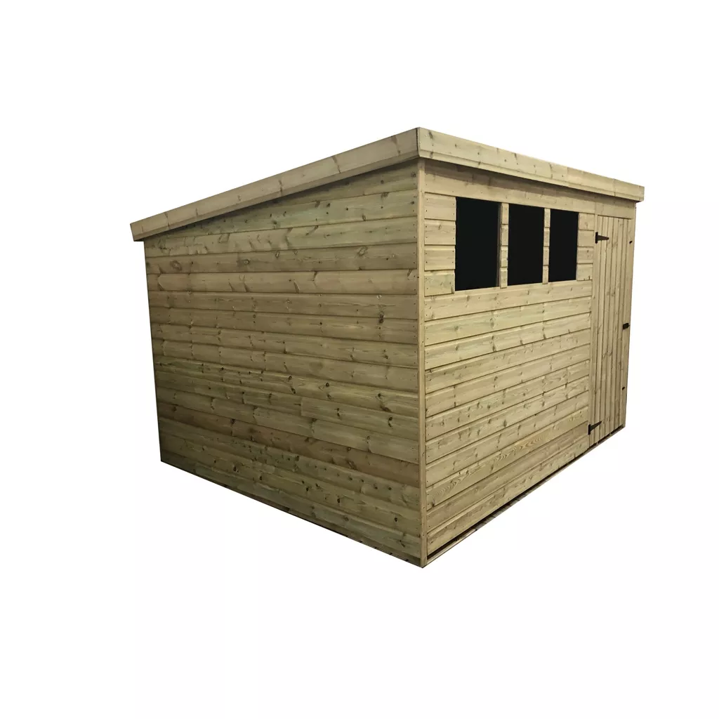 10 x 6 Pressure Treated T&G Pent Shed With 3 Windows, Single Door product image