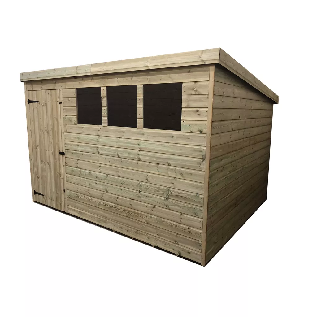 10 x 6 Pressure Treated T&G Pent Shed With 3 Windows, Single Door product image