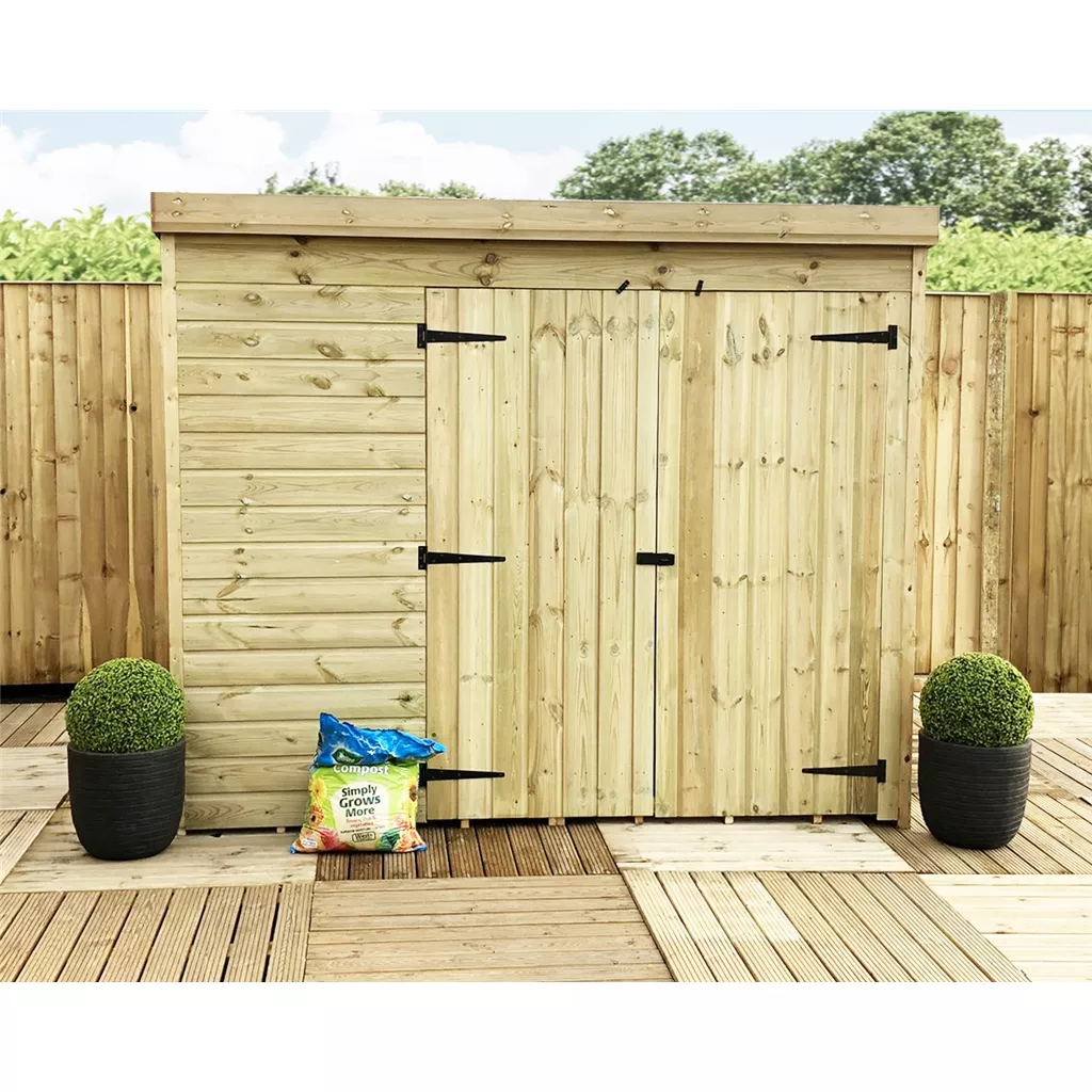 7 x 4 Windowless Pressure Treated T&G Pent Shed With Double Doors product image