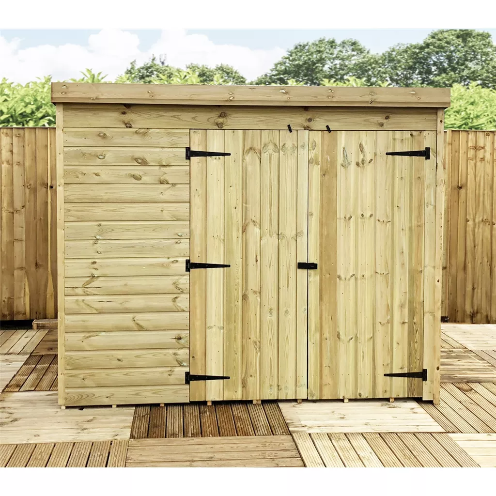 8 x 8 Windowless Pressure Treated T&G Pent Shed With Double Doors product image