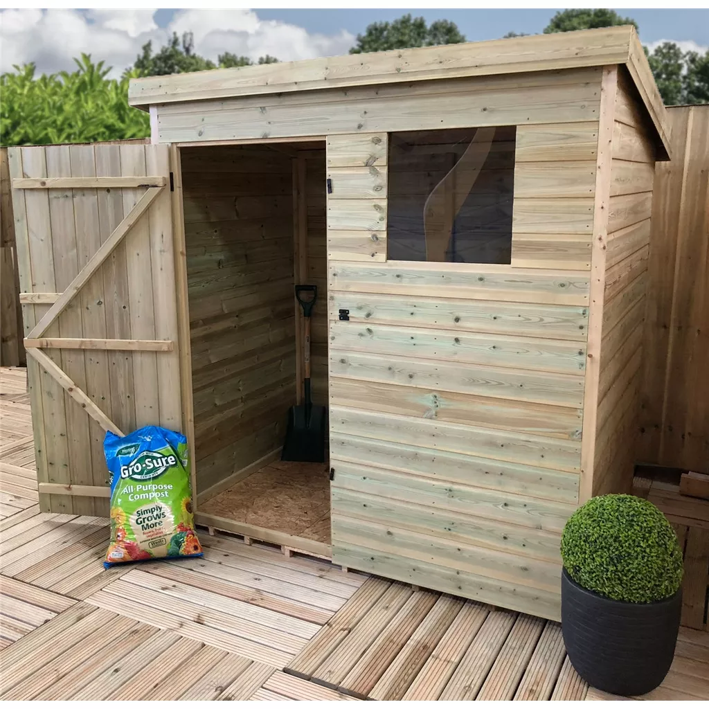 6 x 3 Pressure Treated T&G Pent Shed With 1 Windows, Single Door product image