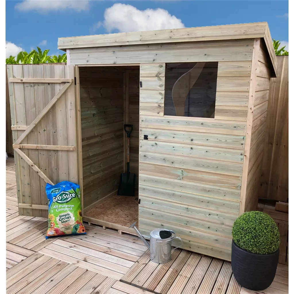 6 x 6 Pressure Treated T&G Pent Shed With 1 Windows, Single Door product image
