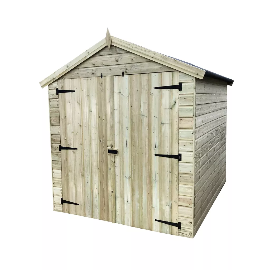 6 x 6 Premier Pressure Treated T&G Apex Shed – Higher Eaves, 3 Windows, Double Door product image