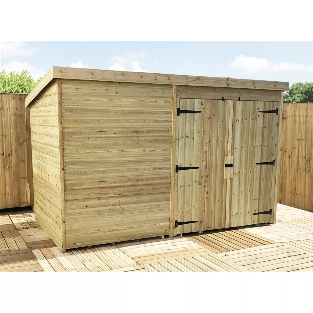 10 x 3 Windowless Pressure Treated T&G Pent Shed With Double Doors product image