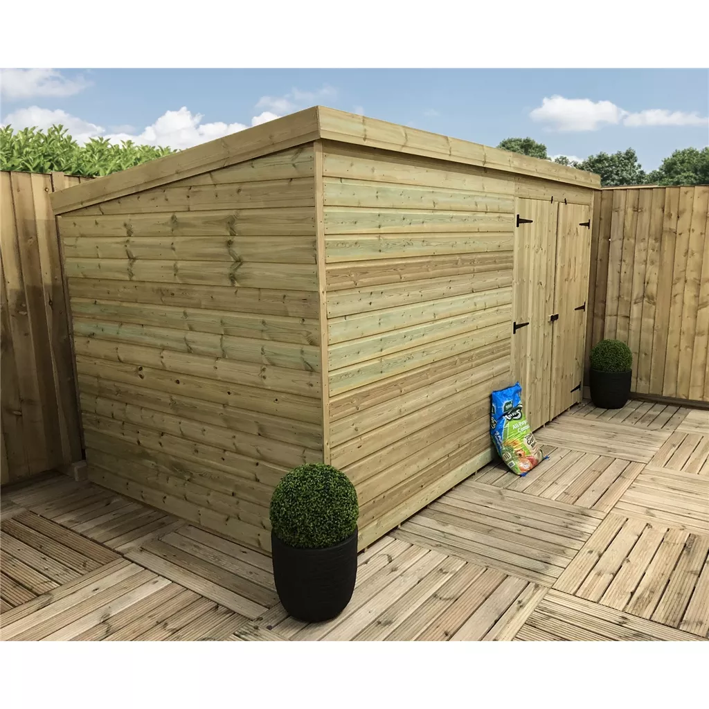 12 x 3 Windowless Pressure Treated T&G Pent Shed With Double Doors product image