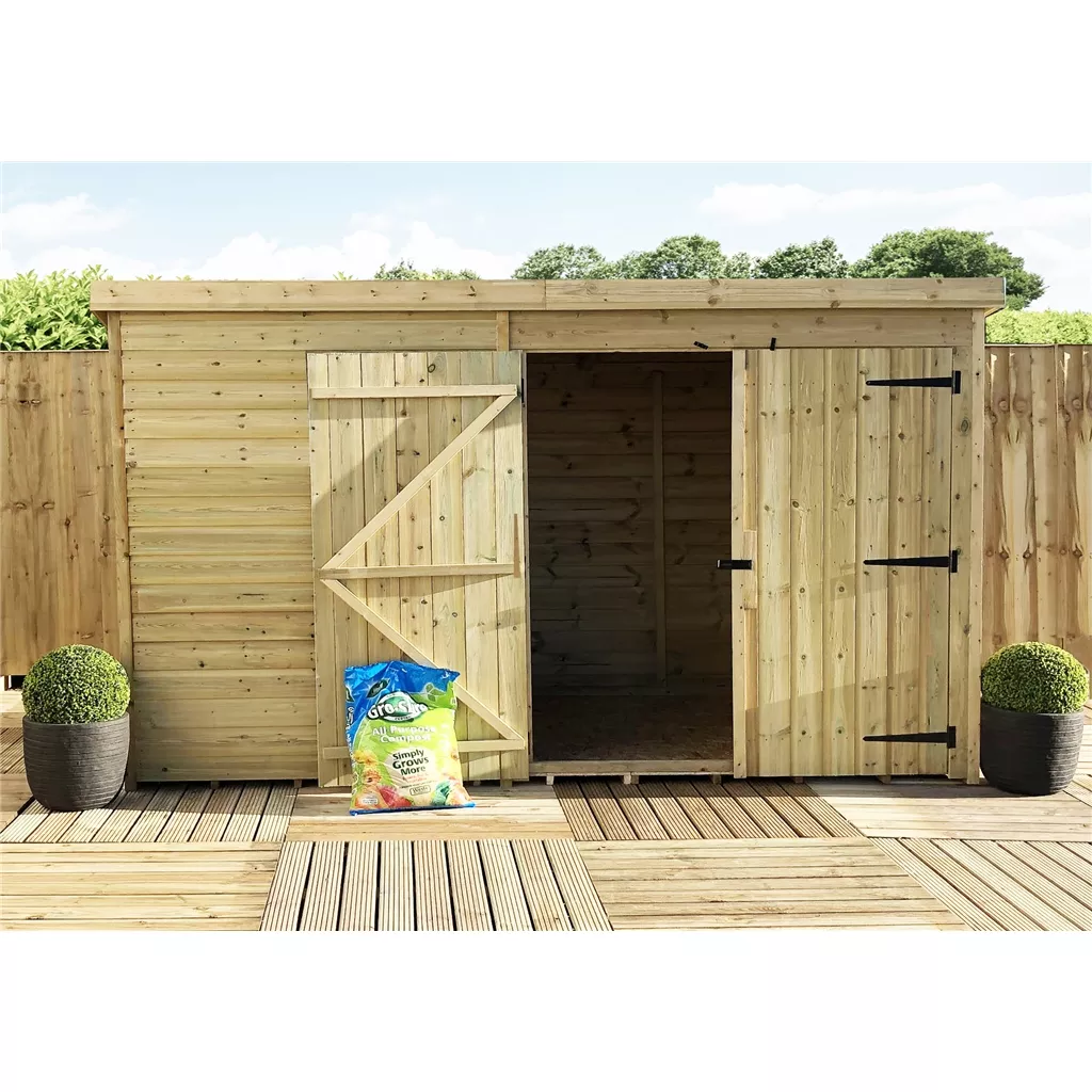 9 x 6 Windowless Pressure Treated T&G Pent Shed With Double Doors product image