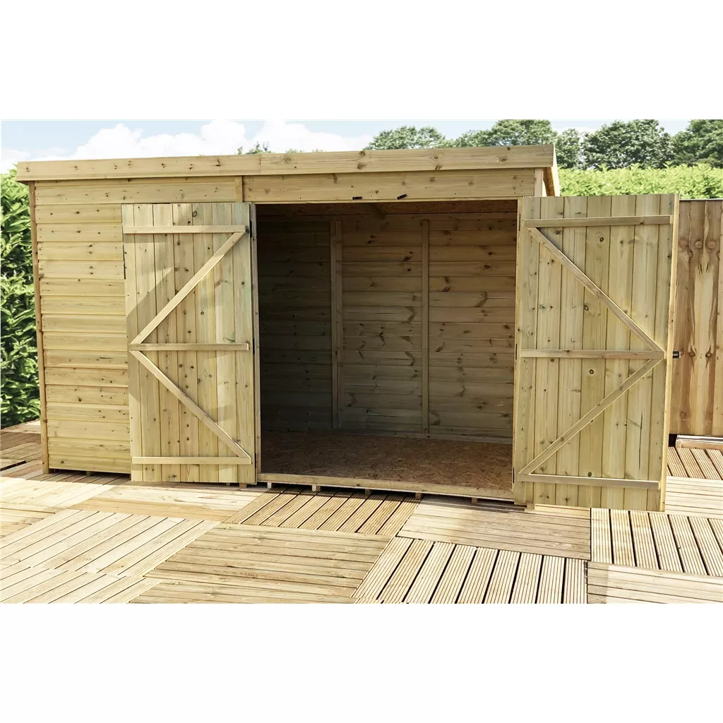 10 x 5 Windowless Pressure Treated T&G Pent Shed With Double Doors product image