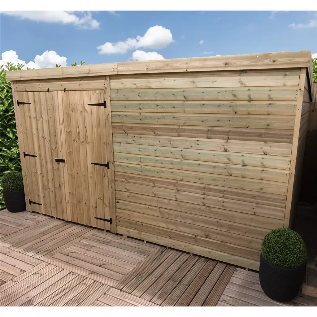 12 x 4 Windowless Pressure Treated T&G Pent Shed With Double Doors product image