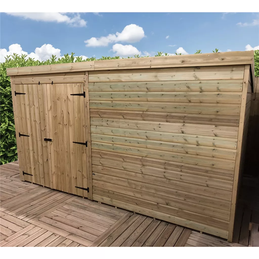 12 x 7 Windowless Pressure Treated T&G Pent Shed With Double Doors product image