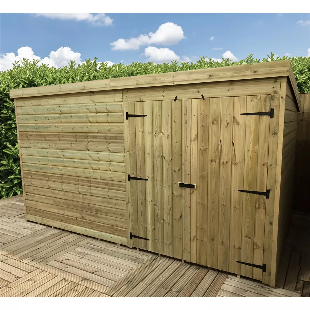 14 x 6 Windowless Pressure Treated T&G Pent Shed With Double Doors product image