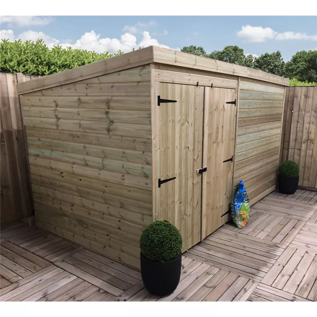 12 x 8 Windowless Pressure Treated T&G Pent Shed With Double Doors product image