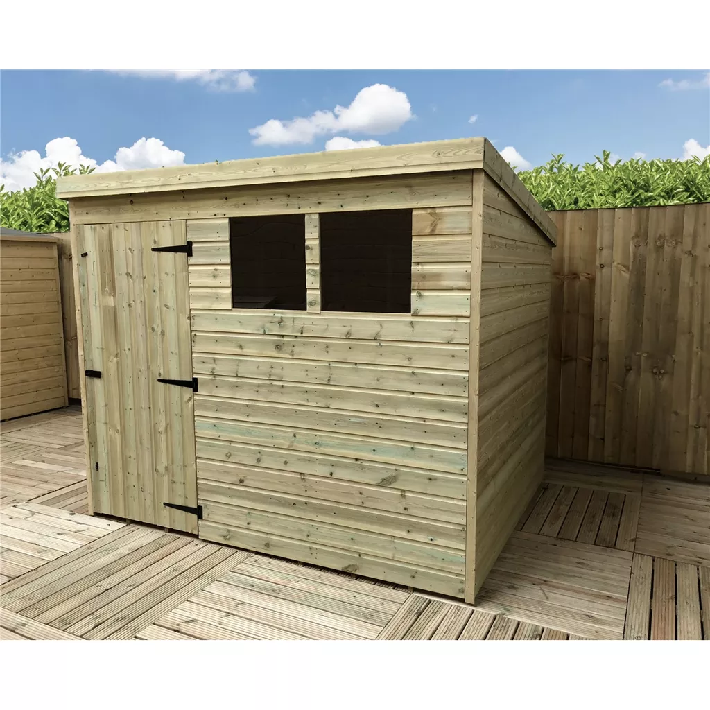 8 x 8 Pressure Treated T&G Pent Shed With 2 Windows, Single Door product image