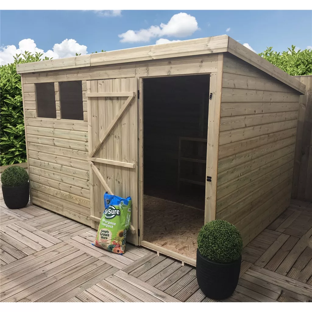 10 x 4 Pressure Treated T&G Pent Shed With 3 Windows, Single Door product image