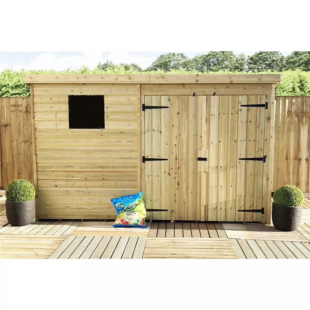10 x 3 Pressure Treated T&G Pent Shed With 1 Windows, Double Door product image